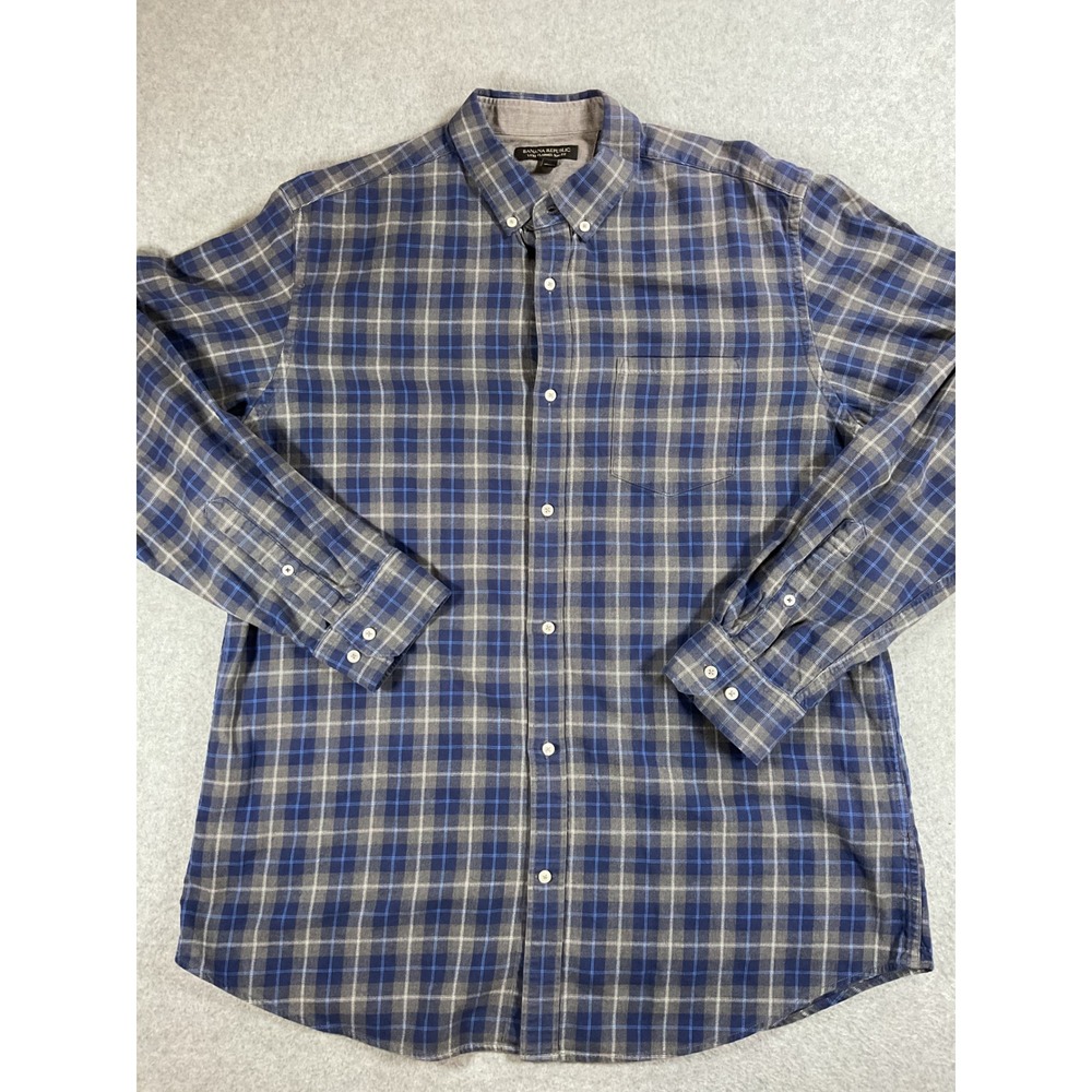 Banana Republic Luxe Flannel Slim Fit Tall Shirt XL Plaid Button Down 1724